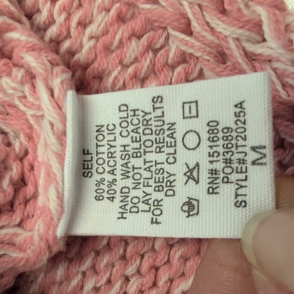 Storia Daisy Cropped Sweater Bell Sleeves Pink White Yellow Size Medium EUC - Picture 7 of 8